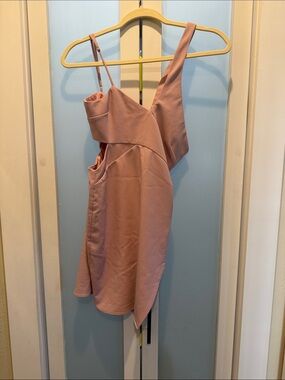 NBD Dusty Rose One-Shoulder Asymmetric Mini Dress